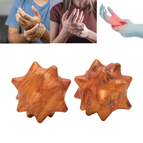 2pcs Hand Massage Ball, Wooden Palm Relaxing Spiky Textured Acupoint Massage Balls for Elderly, Magic Massage Ball Set for Myofascial Point Release Deep Tissue Massage