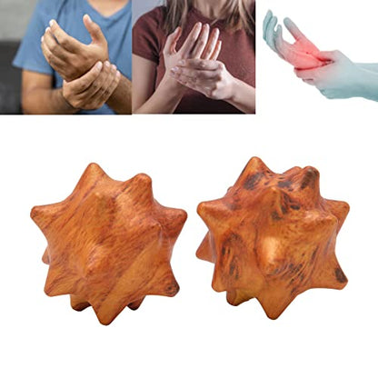 2pcs Hand Massage Ball, Wooden Palm Relaxing Spiky Textured Acupoint Massage Balls for Elderly, Magic Massage Ball Set for Myofascial Point Release Deep Tissue Massage