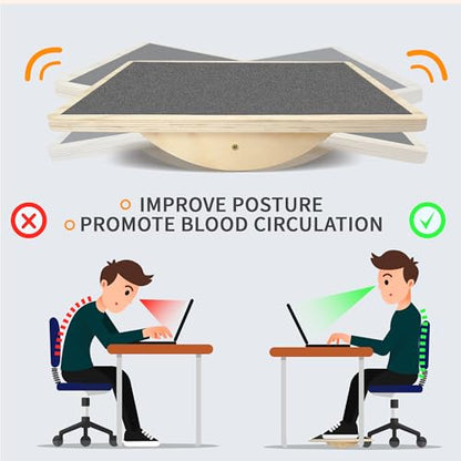 Balance Board Professional Wobble Board for Adults Anti-Slip for Physical Therapy Standing Desk Core Strength Wooden Rocker Board(350LBS) - size: Balance Board (Grey)