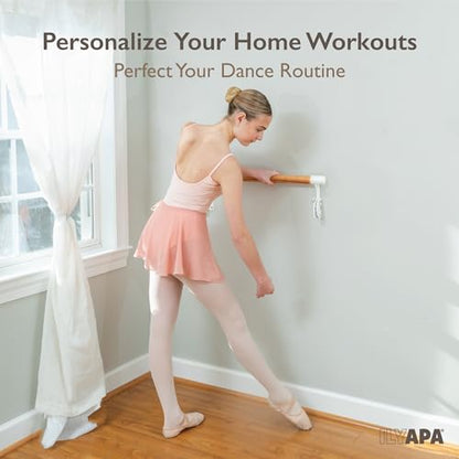 Ilyapa Ballet Barre Bare for Home - Wood Adjustable Wall Mount Ballet Bar Dance Equipment for Barre Workout & Ballet Stretching, Powdercoated White Brackets - size: 3 Ft