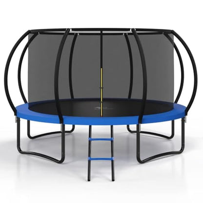 8FT 10FT 12FT 14FT 16FT Outdoor Trampoline with Safety Enclosure Net - color: Blue, size: 12 FT