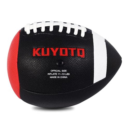 PassCatch Training Football, Peewee Size(Ages 3-9) Kids/Youth (Ages 7-13) Official Size(Ages 13+) Fatherless Bounce Back Leather Football Improving Enhance Solo Passing Catching Skills - color: Black with white circles, size: Mens&Youth Size 9 for Ages 13