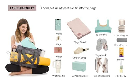 Yoga Mat Bag 4-in-1 Backpack, Tote Bag, Cross Body, Shoulder Bag – Water-Resistant, Durable, with Pockets, fits Thick & XL Mats – Carrier for Women & Men Ideal for Gym, Pilates, and Travel