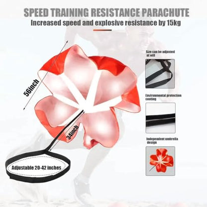 Running Speed Chute Resistance Parachute 56 inch Powerchute Umbrella Training Sprint Power Soccer Trainer for Runner, Football, Soccer Drilling