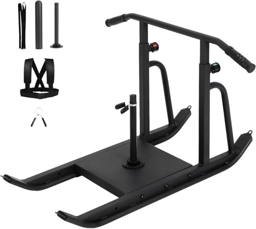 Garvee Weight Sleds, Heavy-Duty Workout Fitness Sled for Training, Push Pull Sled with Adjustable Height Handle, Running Speed, Football, Strength, Fits 1" & 2" Weight Plates, Black