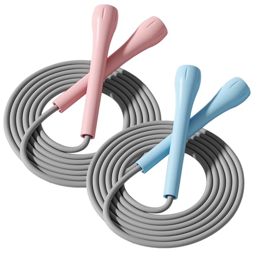 2 Pack Jump Rope for Kids, Lightweight Adjustable Jump Rope for Fitness, Tangle-Free Skipping Rope Speed Jumping Rope for Women Men, 2-Color