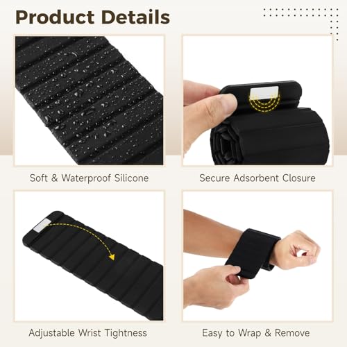 2 Pcs Wrist Weights, Adsorbent Wrist and Ankle Weights, 1.1 lbs Each, Waterproof Silicone Fitness Bands, Adjustable Arm Leg Weights, Secure Fit for Yoga, Pilates, Dance, Gym Training