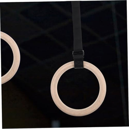 Hemoton Wooden Gymnastic Rings with Adjustable Straps Indoor Fitness Workout Gear for Strength Training Bodyweight Exercises and Enhanced Flexibility and Design for Home Use