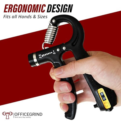 Hand Grip Strength Trainer with Adjustable Resistance 10-130lbs (4.5-59kg), Forearm Hand Grip Strength Exerciser for Muscle Building, Injury Recovery, and Therapy Stress Relief, Black