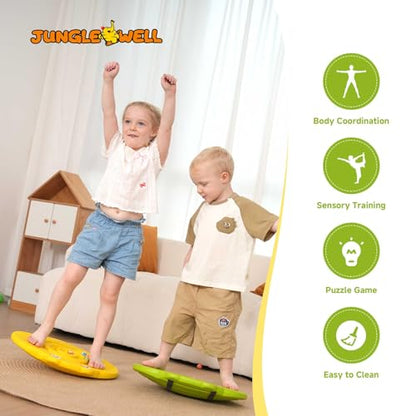 Wobble Balance Board for Kids – Yellow Frog Design with Maze Track & Balls | Dual-Sided Sensory Rocker Board | Non-Slip Tactile Surface | Supports Up to 200lbs | Perfect for Toddlers & Parent-Child Play