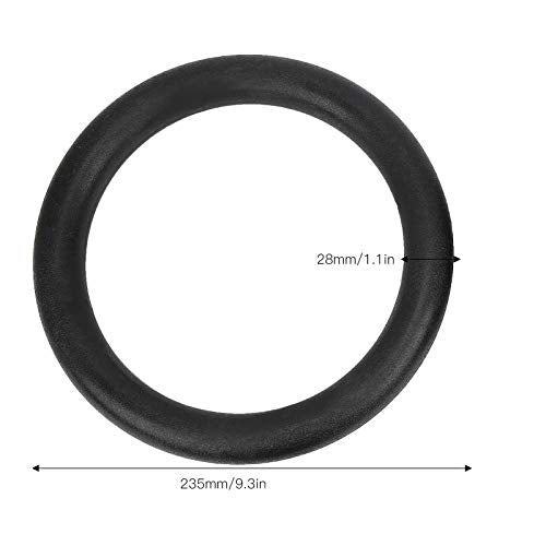 Drfeify Gymnastics Rings with Adjustable Straps, Black, 9.3 Inch Diameter, Polyester and ABS Material, for Strength Training