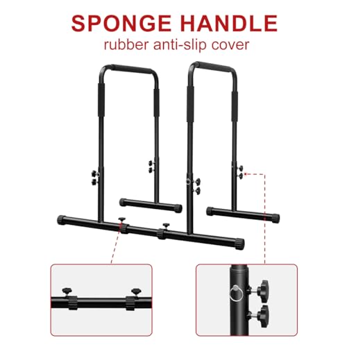 Dip Bar, Heavy Duty Dip Station Adjustable Parallel Bars for Full Body Workout Fitness, Functional Parallettes Bars for Home Gym Strength Training Workout
