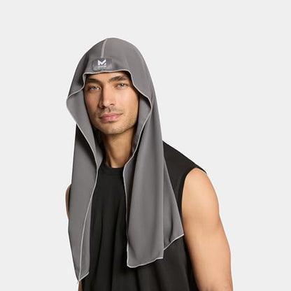 MISSION Cooling Hoodie Towel, Evaporative Cool Technology, Cools Instantly When Wet, UPF 50 Sun Protection, Contours Your Head to Stay in Place, Great for Sports, Fitness, Gym - color: Charcoal