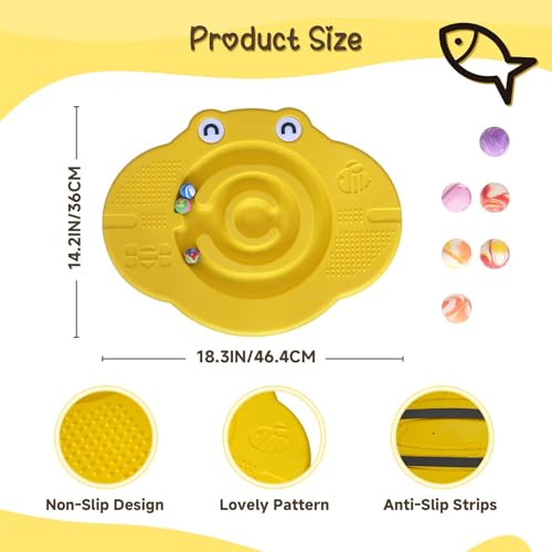 Wobble Balance Board for Kids – Yellow Frog Design with Maze Track & Balls | Dual-Sided Sensory Rocker Board | Non-Slip Tactile Surface | Supports Up to 200lbs | Perfect for Toddlers & Parent-Child Play