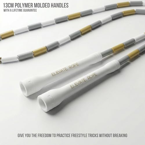 Pro-Grade Beaded Jump Rope for Beginners - color: White/Silver/Gold