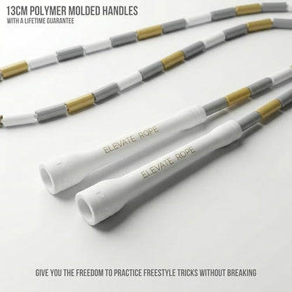 Pro-Grade Beaded Jump Rope for Beginners - color: White/Silver/Gold