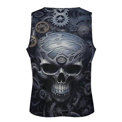 BIVENANT Skull Shirts for Men Novelty Mens Skull Tank Top Big and Tall Tank Tops Graphic Tees Shirt - color: Aite0g0200, size: Medium