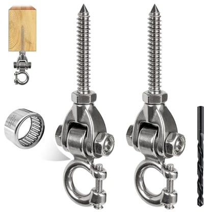 2-Pack Heavy Duty Swing Hangers with Bearings- 304 Stainless Steel Swing Hooks Set Brackets,600LB Capacity for Porch Swings, Hanging Chairs, Punching Bags, Gym Equipment