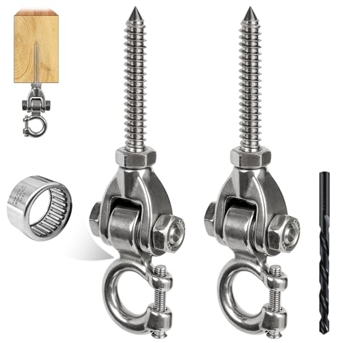 2-Pack Heavy Duty Swing Hangers with Bearings- 304 Stainless Steel Swing Hooks Set Brackets,600LB Capacity for Porch Swings, Hanging Chairs, Punching Bags, Gym Equipment