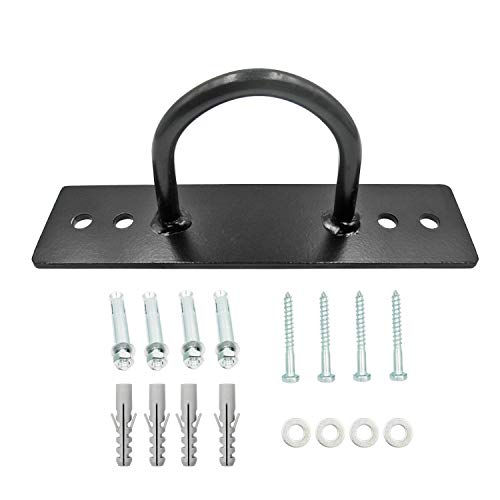 Battle Ropes Anchor, Battle Rope Wall Ceiling Mount Kit Bracket Hook for Suspension Straps Crossfit Gymnastic Rings, Body Weight Strength Training Systems, Yoga Swings Hammocks, Boxing Equipment - color: 1 Black