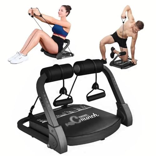 Ab Machine Ab Workout Equipment Sit Up Machine & Exercise Equipment Ab Crunch Machine for Stomach Workout Ab Core Trainer Abdominal Machine for Home Gym with Resistance Bands - color: Black