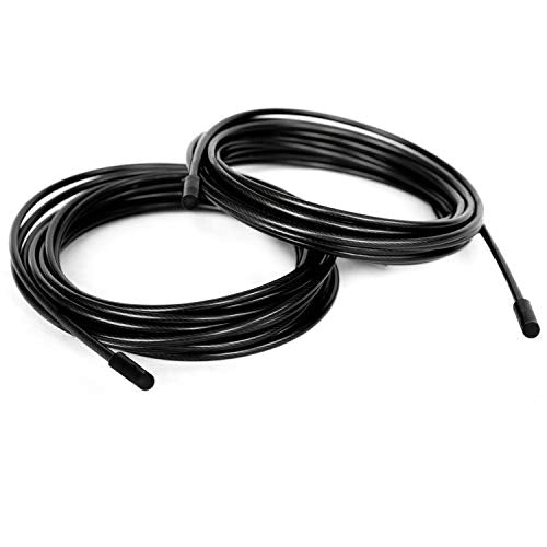 BRANK SPORTS® Pack of 2 Replacement Steel Ropes for all Jump Ropes | Length 12' | 2 Diameters and 7 Colors to Choose From | Replacement Bindings Included | Ideal for Advanced to Double Under - color: Black