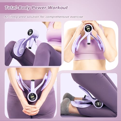Thigh Trainer [2026 Upgraded], 12-80LB Thigh Trainer Thigh Exerciser, LED Pelvic Floor Exercise Devices, 360° Inner Thigh Exerciser, Thigh Hip Trainer Kegel Excerciser with 50LB Resistance Band