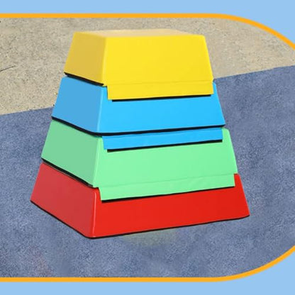 Kids Jumping Boxes for Training, 4 in 1 Soft Plyo Box, Stackable, Weight Upgrade, Safety and Stability, Suitable for Home School Gym Outdoor Activities Exercise(Color:Set D2)