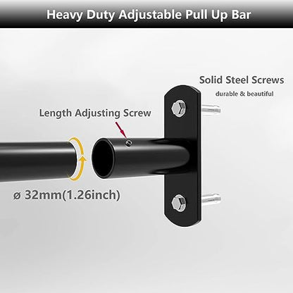 Heavy Duty Adjustable Width Pull Up Bar for Doorway, Steel Strength Training Pull-up Bars, Max 660lbs, Doorway Pull Up Bar Include 4pcs Steel 6 Angle Expansion Screw - size: 101 to 120cm(40 to 47inch)