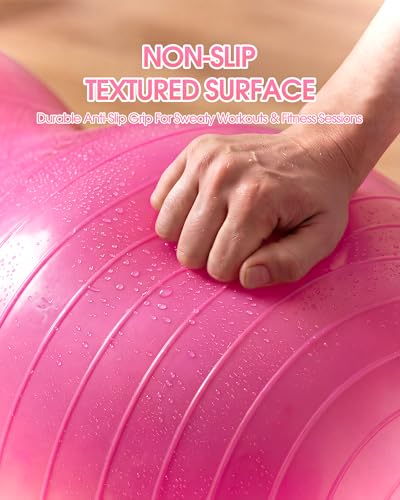 Premium Peanut Ball - 100x50cm Anti-Burst Exercise Ball for Physical Therapy, Pregnancy Labor & Home Fitness Sensory| Non-Slip Design | Quick-Inflate Pump Included - color: pink