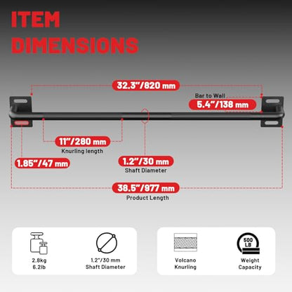 PAPABABE Wall Mounted Pull Up Bar, Chin Up Bar, Strength Training Pull-Up Bars Chin Up Bars for Home Gym - style: 36 inch