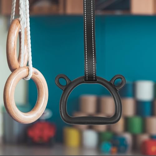 Housoutil Gymnastic Rings Set with Straps, Adjustable Pull up Rings for ’s Indoor Fitness Training and Strength Building, Thickened Sturdy Gym Equipment for Home Use