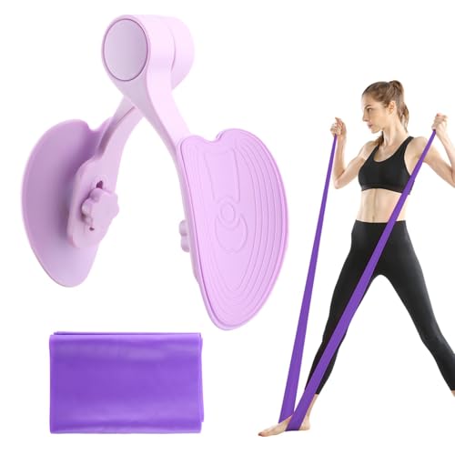 Pelvic Floor Muscle Trainer with Resistance Band, Hip & Pelvic Trainer Kegel Exerciser,Adjustable Inner Thigh Trainers Exercise Workout Equipment for Muscle Strengthening & Toning - color: Purple