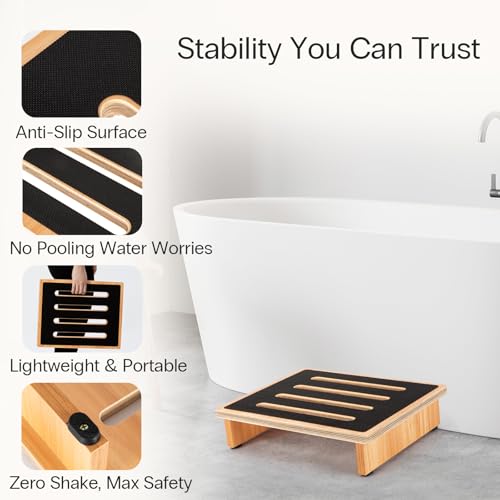 StrongTek 3.5" One Step Stool for Adults, Sturdy Wooden Riser with Non-Slip Rubber Top, 440 lb Capacity, No Assembly Required, Portable for Kitchen, Bathroom, Bedside, Kids & Seniors