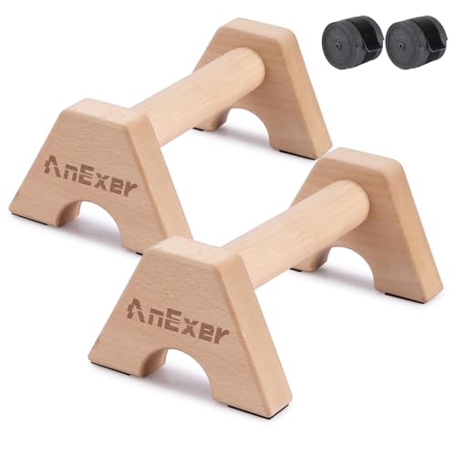 Push Up Stands, Handstand Parallettes Bars, Solid Wood Push Up Bars with Non-Slip Mat Push up Handles for Floor Exercise Home Workout Equipment for Men & Women Strength Training