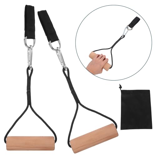 BESPORTBLE Gymnastics Rings with Adjustable Straps, Premium Wood Pull-up Training Bars, Outdoor Calisthenics Equipment for Arm Strength and Muscle Workout, 1 Pair for Home and Gym Use