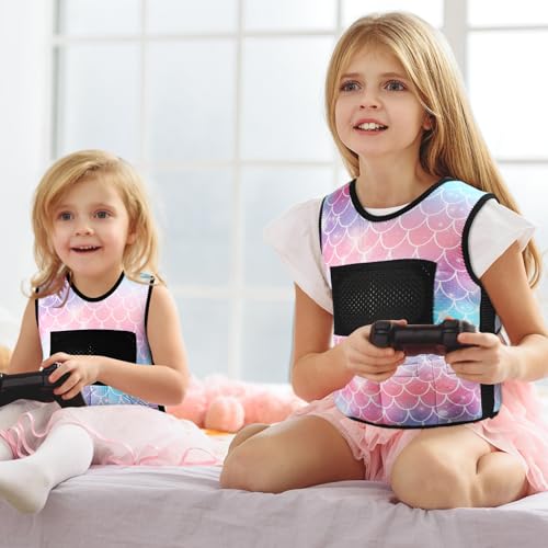 Weighted Vest for Kids Ages 4 to 7 and Ages 8+ Boy Girl Adjustable Breathable Compression Vest for Processing Issue(Mermaid,Medium,Tie-dye)