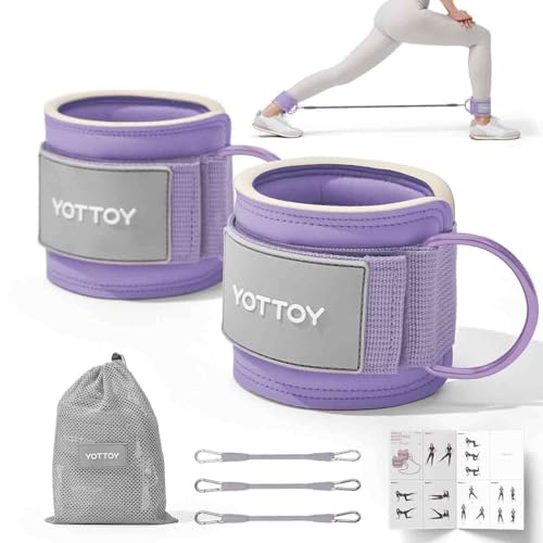 YOTTOY Ankle Resistance Bands with Cuffs, Adjustable Ankle Straps for Leg & Glute Workout, Butt Exercise Bands for Cable Machines Women, Perfect for Hip Fitness & Booty Training
