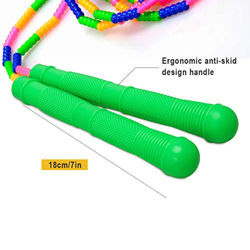 16 FT Long Jump Rope(2 PACK), Double Dutch Jump Ropes, Soft Beaded Skipping for Kids Adults, Plastic Segmented Long Enough for 4-5 Jumpers