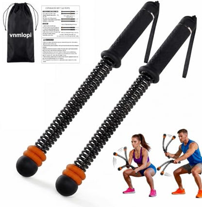 Ropeless Battle Rope with Adjustable Weights, Weighted Cordless Battle Ropes for Home Gym, Portable Strength Training Equipment for Small Space Workout, Heavy Duty 2-Pack Set