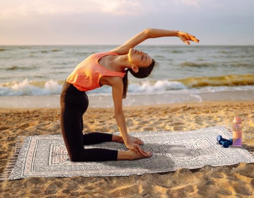 Cifupy Handmade Organic Yoga Mat made with Organic Cotton Yoga Mat - Non Slip Hand-Woven Foldable Yoga Rug Provides Excellent Comfort, Traction & Support for Indoor & Outdoor Use - 24 x 72 Inches