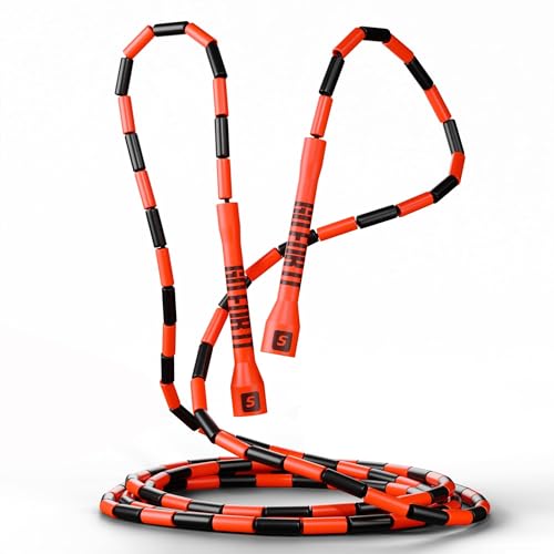 Sportbit Custom-Fit Beaded Jump Rope – Adjustable Length for Kids & Adults, Men & Women – Durable Fitness Rope for Gym & Home - color: Black/Red