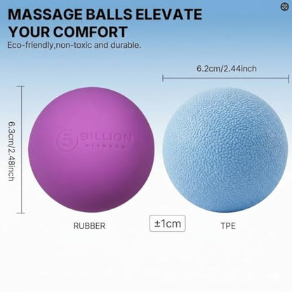 Massage Lacrosse Balls for Myofascial Release, Peanut Massage Ball, Mobility Ball for Physical Therapy - Deep Tissue Massage Tool for Trigger Point Therapy, Muscle Relaxer,Yoga Therapy (Blue&Purple) - color: Blue&purple