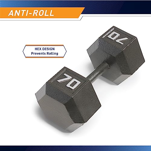 Marcy Cast Iron Hex Dumbbells Collection - Available size from 3-lb to 100-lb, SOLD INDIVIDUALLY - style: 70lbs