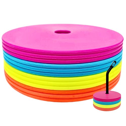 LEZER 6 Inch 8 Inch Flat Cones, Spot Markers, Soccer Cones, Field Court Markers, Sit Spots, Flat Discs, Soccer Training Equipment, Agility Practice, Football, Made in Taiwan - style: 6 inch with 12 pcs