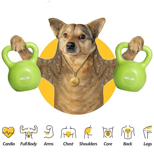 15lbs Kettlebell Set for Women Strength Training Vinyl Coated Kettle Bell with Comfortable Grip Wide Handle Home Gym Workout Weight Lifting Equipment