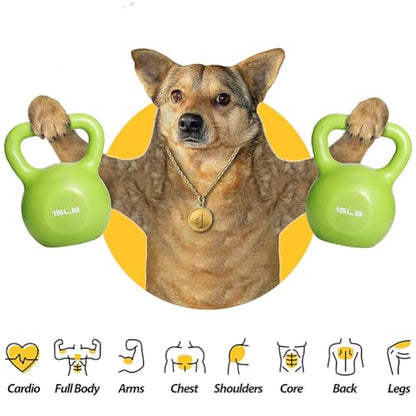 15lbs Kettlebell Set for Women Strength Training Vinyl Coated Kettle Bell with Comfortable Grip Wide Handle Home Gym Workout Weight Lifting Equipment