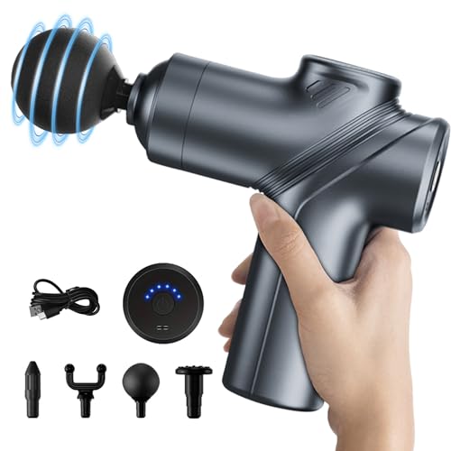 Massage Gun Deep Tissue, Silent Motor and Portable Massage Gun with 4 Interchangeable Heads for Deep Muscle Relief and Relaxation, Relax Gift - color: A1-Blue