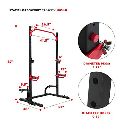 Sunny Health & Fitness Multifunctional Strength Training Home Gym – Complete Workout Equipment with Training Attachments, Optional Squat Stand, Power Rack Cage, Adjustable Incline Bench - style: Premium Rack
