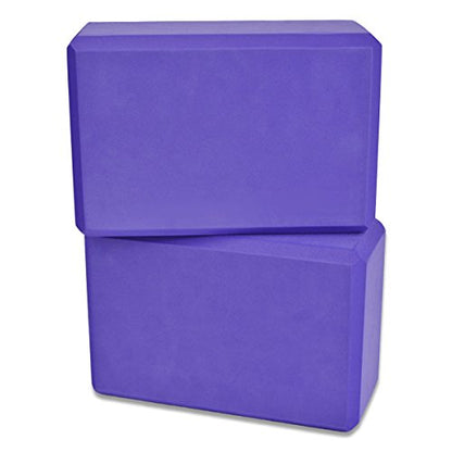 YogaAccessories High Density and Lightweight Foam Yoga Blocks - Strength and Flexibility Aid (Set of 2) - color: Purple, size: 9"x6"x4" (Set of 2)